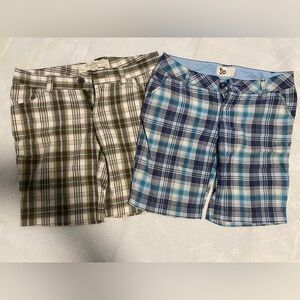Plaid women’s  Shorts - Blue and Olive Set